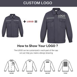 Logotipo personalizado Hiv Vis camisa chaqueta de carga uniforme tela ropa de trabajo uniforme con cinta reflectante - Product Image 2