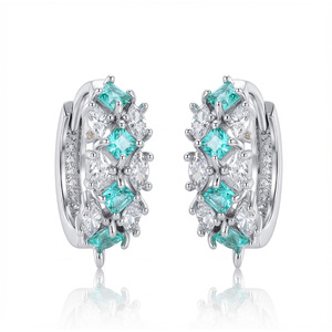 0,03ct CZ Rhodium-Plattierte Sterling Silber Creolen Eisweißer Glanz Hochzeits-Bestseller im Großhandelskatalog - Product Image 1