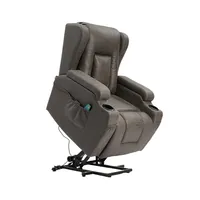 Sofá massageador elétrico vibratório, 8 pontos reclinação cadeiras para idosos levantador de couro com suporte de copo
