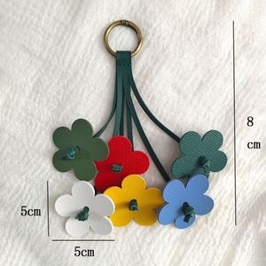 Pu Leather Keychain Cute <b>Bag</b> <b>Charms</b> for Handbag Multi-Colors Flower Pendant Keyring - Product Image 6