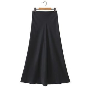 Falda Midi Happy Plus de Acetato Sintético Mate con Corte en V y Cola de Pez, Talla Grande, Color Sólido, con Cremallera y Cintura Natural para Mujer - Product Image 2