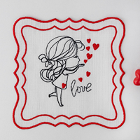 Serviettes de cocktail carrées modernes brodées à la main pour la Saint-Valentin, couleur personnalisée, 60x60cm, écologiques, durables, sous-verres