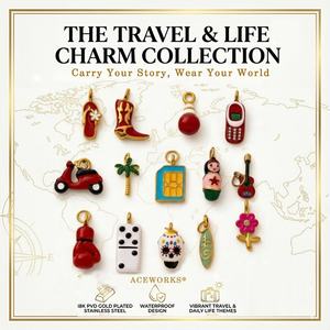 Voyages et Vie |   Acier inoxydable plaqué or 18K PVD |   Pendentif coloré pour voyage et vacances, charme et souvenir |   Imperméable et durable - Product Image 1