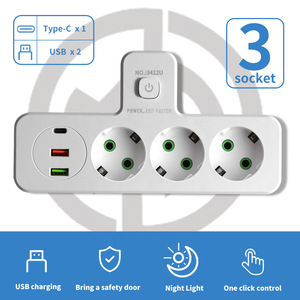 Multiprise standard européenne, 3 prises + 2 USB + 1 Type-C, adaptateur mural, convertisseur de <span class=keywords><strong>voyage</strong></span> pour Allemagne, <span class=keywords><strong>France</strong></span>, Russie - Product Image 1