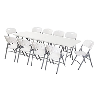 Mesa de Comedor Plegable de Plástico para Jardín, Impermeable, Moderna, Grande, para 12 Personas