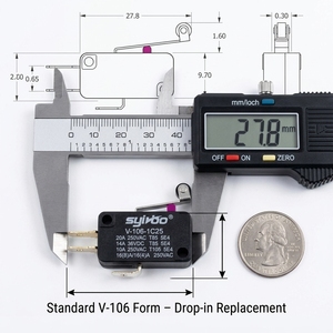 <span class=keywords><strong>Micro</strong></span>-interrupteur de fin de course en plastique V-106-1C25 avec levier à charnière long, momentané SPDT 1NO 1NC, à <span class=keywords><strong>action</strong></span> rapide, IP40 - Product Image 3