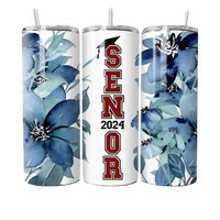Nouveaux produits Floral Cap Graduation Senior 2024 personnalisé isolé 20oz Skinny gobelet en acier inoxydable