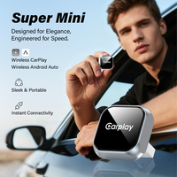 Adaptador USB 2 en 1 para Coche, Universal, con Cable e Inalámbrico, Mini Dongle para Android Auto y Apple Orange