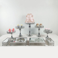Support à gâteau 19 pièces, centre de table argenté pour mariage, décoration de fête