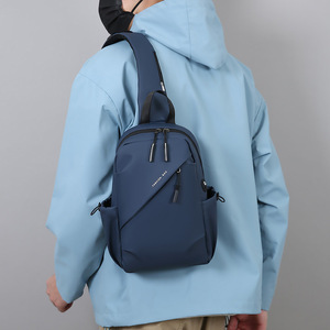 Men's Chest <b>Bag</b> Nylon Waterproof Ultralight Outdoor Leisure Travel Crossbody Backpack Solid Color Large Capacity - Product Image 3