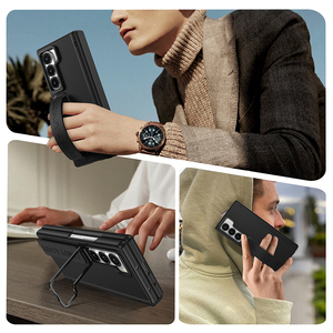 เคสโทรศัพท์แบบพับได้สำหรับ Samsung <span class=keywords><strong>Z</strong></span> <span class=keywords><strong>Fold</strong></span> 6  พร้อมกระจกหน้า  สายรัดข้อมือซิลิโคน  ขายึดเลนส์โลหะ  บานพับแม่เหล็ก  วัสดุ PC  ผิวด้าน - Product Image 6
