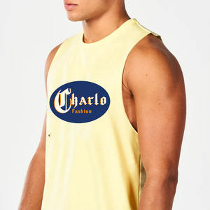Gran oferta, camiseta sin mangas de gimnasio <span class=keywords><strong>Charlo</strong></span> para hombres, camisetas de entrenamiento de secado rápido, camisetas atléticas con tirantes, culturismo sólido, espalda cruzada muscular - Product Image 4