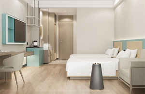 Love Zone Modern Twin <b>Bed</b> Set Wooden Base Headboard Mattress Side Tables Durable Economical Customizable Commercial Apartment - Product Image 2