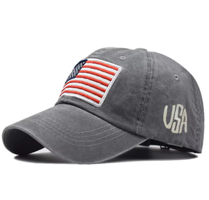 Casquette de baseball en coton classique pour hommes et femmes, avec drapeau américain brodé, lettres anciennes lavées, casquette de papa unie - Product Image 3