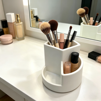 Organisateur de Comptoir Multi-Compartiments en Résine pour Dentifrice, Cosmétiques, Pinceaux de Maquillage – Rangement de Bureau Multi-Grilles