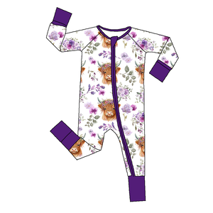 Pyjama bébé en bambou personnalisé avec impression d'usine, grenouillère bébé en bambou, combinaison bébé convertible à double fermeture éclair en bambou - Product Image 3