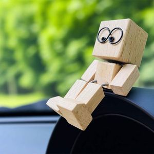 Customized Shaking Wooden Man Doll Figurine Handmade Charming Little Wooden <b>Figure</b> Magnetic Expressions - Product Image 1