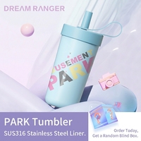 Bouteille d'eau isotherme imprimée Parc d'attractions Kawaii, en acier inoxydable 304, double paroi sous vide, avec paille, anti-fuite, sans BPA, 12-24 heures