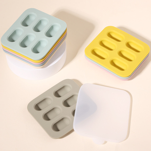 Congélateur alimentaire moules à glace en silicone écologique bébé fruits frais sucette alimentation sans Bpa Silicone Mini <span class=keywords><strong>bac</strong></span> à glaçons avec couvercle - Product Image 4