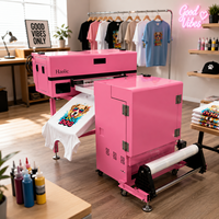 Mesin Printer DTF Pink A2 CMYK Tinta Putih Printer Transfer Film PET dengan Penggoyang Bubuk untuk Usaha Kecil