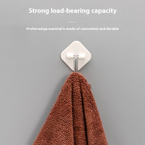 Wholesale Mei U Small Size White <b>Plastic</b> Free Sticky <b>Hook</b> Stainless Steel Dormitory Wall Hanging Key <b>Hook</b> for - Product Image 3