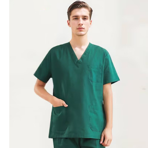 <span class=keywords><strong>Bata</strong></span> de Médico de Manga Corta de Algodón Puro, Uniforme Unisex para Quirófano para Trabajadores de la Salud Masculinos y Femeninos para Uso Hospitalario - Product Image 2