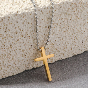 Colar de Cruz em Aço Inoxidável Hip Hop Punk para Homens, Joia Religiosa com Anel Interligado, Colar de Moda - Product Image 2