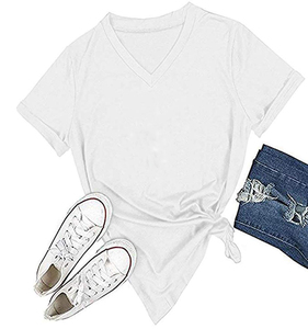 <span class=keywords><strong>T</strong></span>-<span class=keywords><strong>Shirt</strong></span> Personalizzate da <span class=keywords><strong>Donna</strong></span> con <span class=keywords><strong>Scollo</strong></span> a <span class=keywords><strong>V</strong></span>, Estive, Casual, con Stampa di Lettere, Maniche Corte, Grafica Stampata - Product Image 3