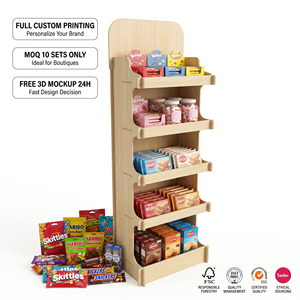 Étagère de présentation en contreplaqué sur mesure à 5 niveaux - Étagère à collation en bois sur pied avec montage facile et certifiée FSC pour les magasins de détail - Product Image 1