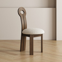 Chaise de salle à manger rétro française en bois massif avec revêtement en tissu, dossier antique, style silencieux, mobilier de maison