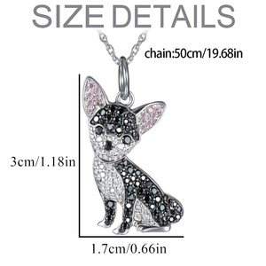 Livraison Rapide - <span class=keywords><strong>Collier</strong></span> Pendentif Chien <span class=keywords><strong>Chihuahua</strong></span> Noir, Bijoux Fins en Alliage de Zinc Écologique Style Animal Vente en Gros - Product Image 3