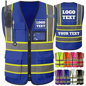 Gilet di Sicurezza Riflettente Alta Visibilità Nero e Viola con Cerniera e Tasche per Guardie di Sicurezza e Operai Edili - Product Image 5