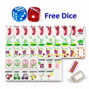 Jeu de Mahjong américain de luxe gravé en acrylique, portable, 5 couches, design coloré à pois, pour 4 joueurs - Product Image 5