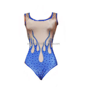 Bleu <span class=keywords><strong>Feu</strong></span> Étincelant Diamant Serré Sexy Gilet Une Pièce Haute Fourche Bar <span class=keywords><strong>Chanteur</strong></span> Ds Équipe De Danse GoGo Party Performance Costume - Product Image 1