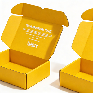 Boîte d'emballage pliable en carton ondulé, recyclable, avec gaufrage et pelliculage mat, design écologique personnalisé, pour transport postal aérien - Product Image 4