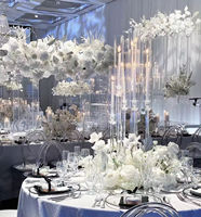 Vente en gros de porte-bougie en acrylique de haute qualité à 5/8/9/10 bras, design luxueux, décoration de centre de table pour mariage et fête