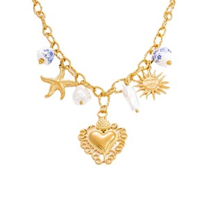 Collar de Perlas de Acero Inoxidable Estilo Europeo Americano con Colgante de Corazón, Cadena para Clavícula, Chapado en Oro de 18K, Regalo de Joyería - Product Image 5