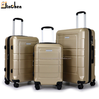 Set Koper Trolley Cangkang Keras Mewah Grosir Logo Kustom Abu-abu Ringan Tahan Air 3 Buah Set Koper Perjalanan