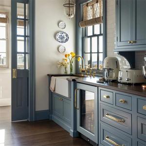 Armadietti da <span class=keywords><strong>cucina</strong></span> in rovere massello <span class=keywords><strong>Vintage</strong></span> tradizionale artigianato in melamina carcassa isola lavello per interni classici - Product Image 5