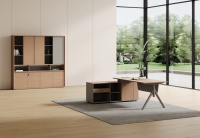 Set Scrivania Modulare in Legno di Lusso Moderno, Tavolo Direzionale a L per Ufficio, Resistente, per Uso Commerciale