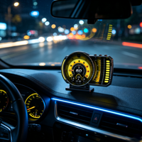 HUD P28 OBD2+GPS con Control por Gestos, Luz Ambiental de 13 Colores, Eliminación de Códigos de Error, Medidor de Turbo, Atenuación Automática para Vehículos