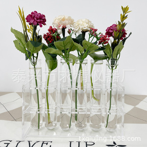 Glass Test Tube <b>Vase</b> Set With Stand For Flowers Hydroponic Plants Decorative Arrangements - Product Image 1