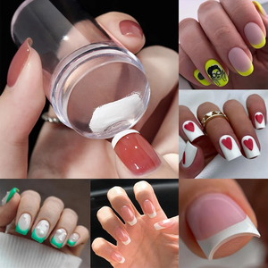 Tampon à ongles couleur bonbon impression en silicone vernis à ongles estampage pointe française modèle <span class=keywords><strong>de</strong></span> tampon à ongles avec grattoir <span class=keywords><strong>manucure</strong></span> pochoir outils - Product Image 3