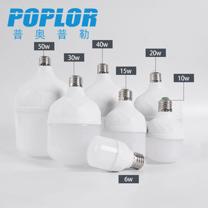 หลอดไฟ LED Poplor 6W 10W 15W 20W 30W 40W 50W ขั้ว E27 ความสว่างสูง ฐานพลาสติก ใช้ไฟ AC - Product Image 1