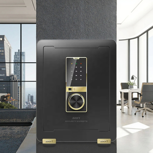 Coffre-fort électronique à empreinte digitale noir, design antivol durable, pour le rangement de biens de valeur à la maison et au bureau - Product Image 1