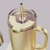 Logo personnalisé 32oz 40oz va au lave-vaisselle en acier inoxydable isolé sous vide tasse à café de voyage gobelet avec poignée et paille