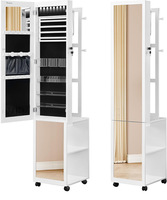 Coiffeuse à miroir grand format mobile, grande capacité de rangement pour bijoux et colliers, idéale pour chambre à coucher - Nouveauté du fabricant