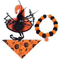 Nouvel ensemble de décoration d'Halloween pour animaux de compagnie en polyester pour l'hiver : guirlande, collier, chapeau pour chien et bavoir anti-bave