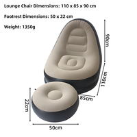 Fauteuil de relaxation gonflable moderne, pliable, portable, imperméable, en PVC écologique et polyester, pour extérieur, avec rangement, pour une personne