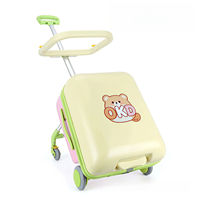 Valise à roulettes pour enfants de 20 pouces, siège pour enfant, valise de voyage en ABS, ultra-légère, imperméable, avec roues à frein